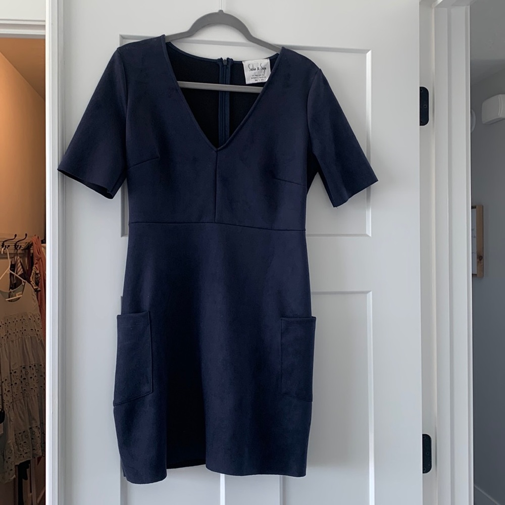 Navy suede dress